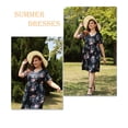 thumbnail image 4 of TIYOMI Womens Plus Size Sunflower Dress Black Summer Elegant Raglan Short Sleeve V Neck Casual Tie Waist Loose Fits Dress XL 14W 16W, 4 of 5