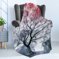thumbnail image 4 of Tree Soft Flannel Fleece Throw Blanket, Photo with Dramatic Nature Scenery of Abstract Colorful Leafy Tree and Calm Pond, Cozy Plush for Indoor and Outdoor Use, 70" x 90", Multicolor, by Ambesonne, 4 of 5