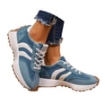 thumbnail image 3 of Womens Tennis Shoes Retro Splice Suede Trainer Althetic Shoes Casual Antislip Sneakers Lace up Running Shoes Blue Size 8.5, 3 of 9