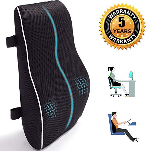 aag Memory Foam Lumbar Support Back Cushion,Ergonomic 3D Ventilative Mesh Lumbar Support Pillow,Orthopedic Design for Lower Back Pain Relief,Adjustable Straps for Car,Recliner or Office Chair 