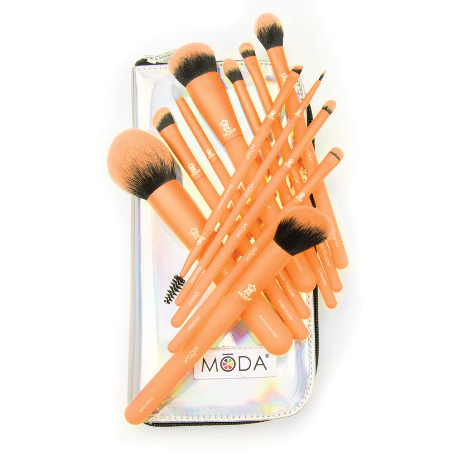 Moda Brush Totally Electric Neon Orange Full Face 13pc Makeup Brush Set