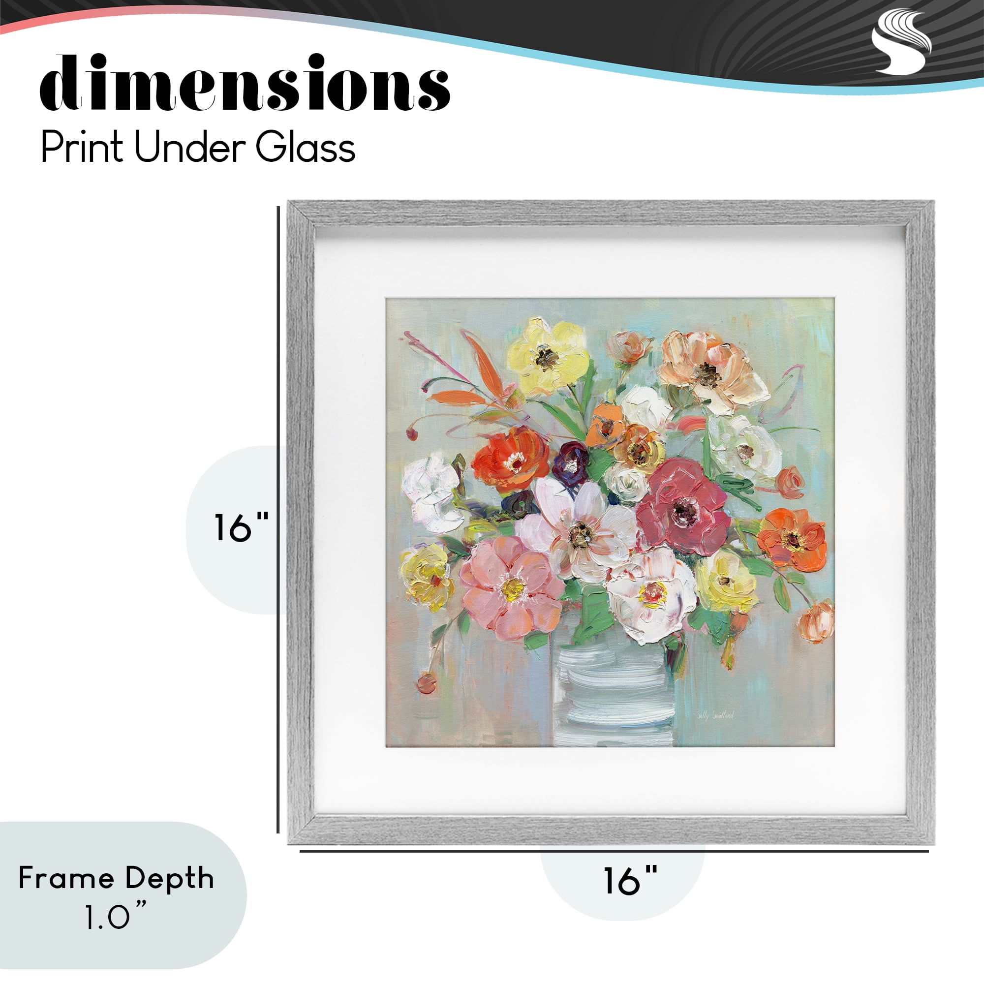 Stupell Industries Energetic Blossom Bouquet Gray Framed Print Under Glass, design by Sally Swatland