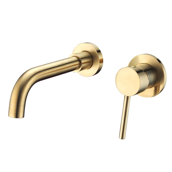 Single Handle Wall Mount Bathroom Faucet Brushed Gold with Brass Rough-in Valve Sumerain