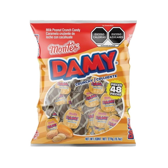 Caramelo crujiente Dulces Montes Damy leche y cacahuate 226 g