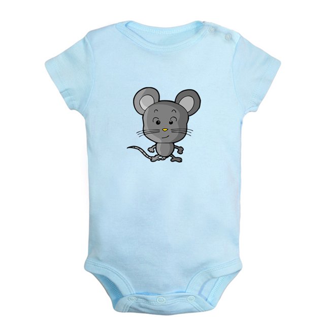 iDzn Animal Clever Mouse Pattern Rompers For Babies, Newborn Baby Unisex Bodysuits, Infant Jumpsuits, Toddler 0-24 Months Kids One-Piece Oufits