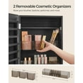 thumbnail image 6 of SONGMICS Mirror Jewelry Cabinet Armoire Wall or Door Mounted Jewelry Storage Organizer Hanging Lockable Frameless Mirror Cabinet with 2 Plastic Cosmetic Organizers Gift Idea Black, 6 of 8
