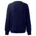 thumbnail image 6 of UJNDER Crewneck Long Sleeve Puff Sleeve Sweater for Women Casual Loose Knitted Pullover Navy S, 6 of 9