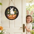 thumbnail image 2 of YWIYIUD 1PC Easter Wreath Rabbit Wooden Front Door Wreath 12 Inch, Easter Rabbit Eggs Wooden Sign, Round Easter Hanging Sign for Holiday Home Door Wall Farmhouse Decorations Indoors Outdoors, 2 of 9