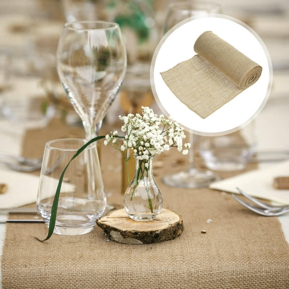 PAMINGONO 1 Roll Burlap Table Runner Farmhouse Style Rectangular Cotton Linen Wedding Table Runners