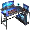 thumbnail image 4 of RSPGAME 42" Reversible L-Shaped Gaming Desk with Power Outlets, LED Lights, Monitor Stand & Headset Hooks for Small Spaces, Bedrooms & Home Offices, Black Marble, 4 of 10