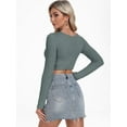 thumbnail image 5 of PINKSIR Women's Knitted Solid Crop Top with Square Neck and Fitted Asymmetrical Hem Dark Gray XL, 5 of 6
