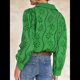 thumbnail image 5 of Blusa de Mujer con Mangas Largas Abullonadas, Cuello en V, Botones, Encaje Calado y Bordado Verde XL, 5 of 10
