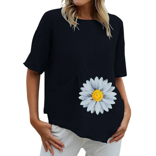 Birdeem Mode Femmes Été Décontracté Manches Courtes Col Rond Blouse Imprimée T-Shirt