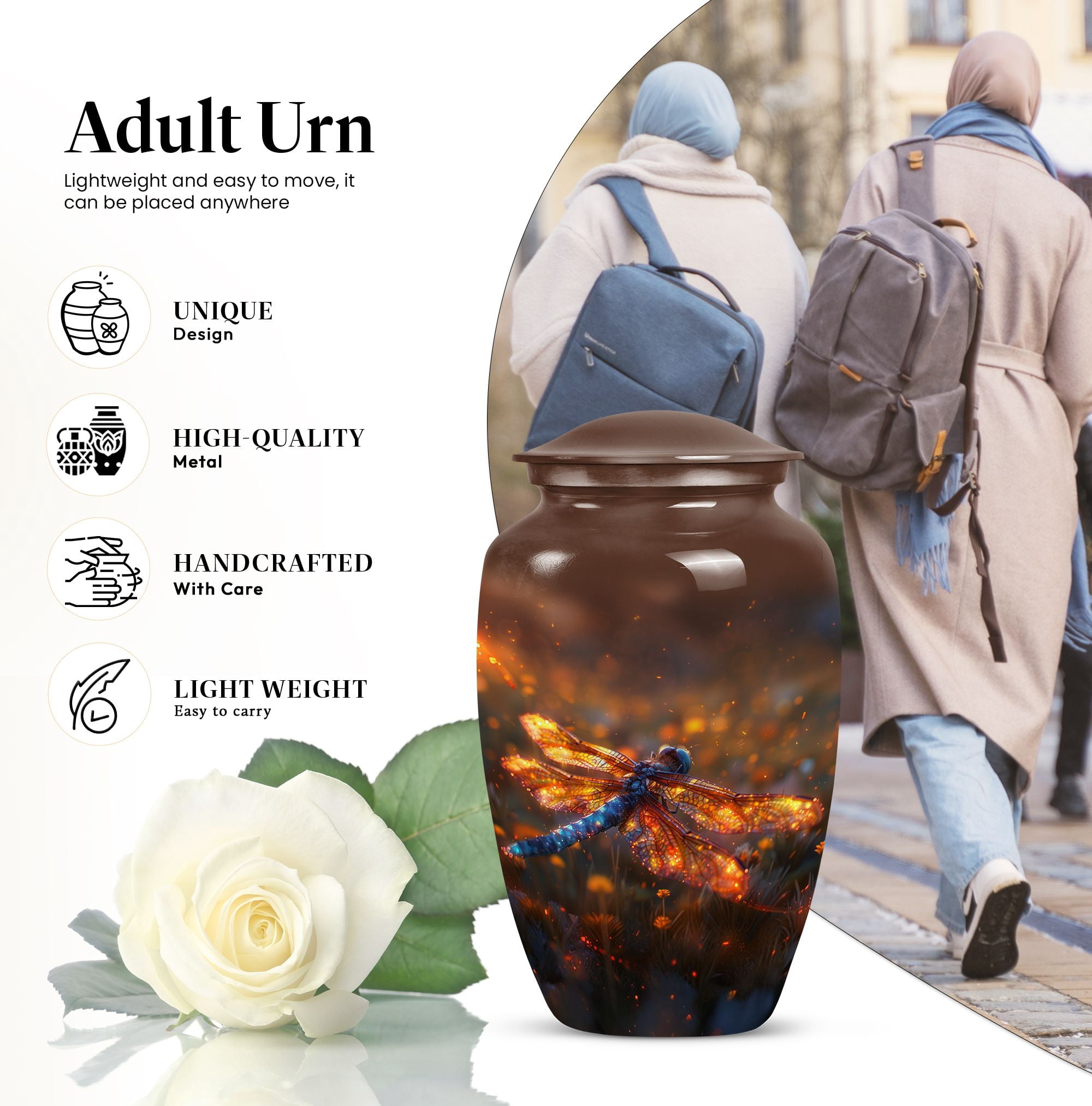 Fiery Dragonfly Dreams Unique Urns For Human Ashes - Cremation Urn Human Ashes - Urn For Ashes For Women & Men - Urns For Human Ashes Large Adult - Urns For The Ashes (Size -10inch)