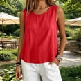 thumbnail image 2 of Besolor Womens Cotton Linen Tank Tops Summer Crewneck Sleeveless Shirts Casual Loose Lightweight Breathable Basic Tees Camis(X-LargeRed), 2 of 6