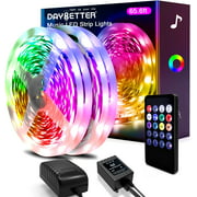 Daybetter 65.6ft Led Strip Lights for Bedroom Music Sync RGB Led Lights Strip(2 Rolls) ,Millions Color Changing Sync with Remote, for Kitchen,TV,Party, Home Decoration