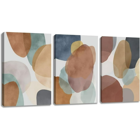 Living room Decor Wall Art Modern Abstract Minimalist Geometric Circle Picture Line Painting for Bedroom 3 panel set 12" x 16"