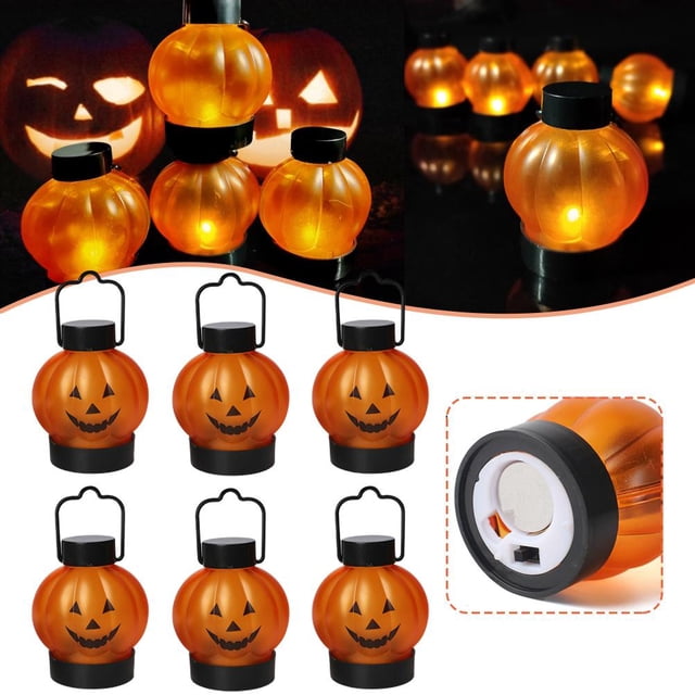 Calabaza De 6 Uds Con Asa Colgante Y Luz De Decoración De Halloween De Base Estable Para Bares Banquetes De Celebración Yuarrent HA045203-02