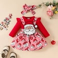 thumbnail image 2 of Odeerbi Baby Girls Outfits Christmas Santa Claus Jumpsuit Cotton Romper Suspender Skirt Set Solid Color Long Sleeve Knitting Bodysuit Baby Crawling Suit Headband Set Infant Clothes Red, 2 of 9