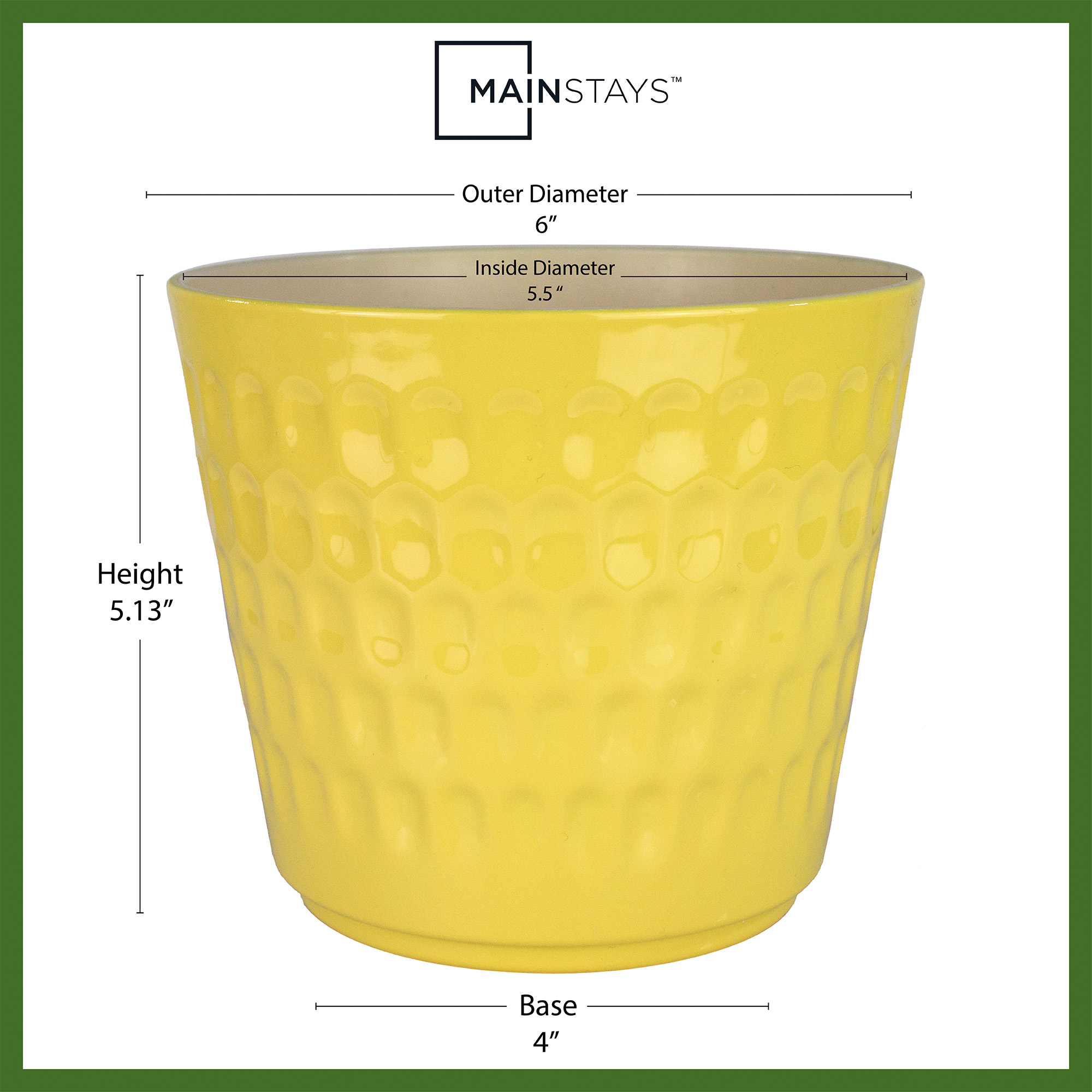 Mainstays 6in DIA Rory Yellow Plastic Planter