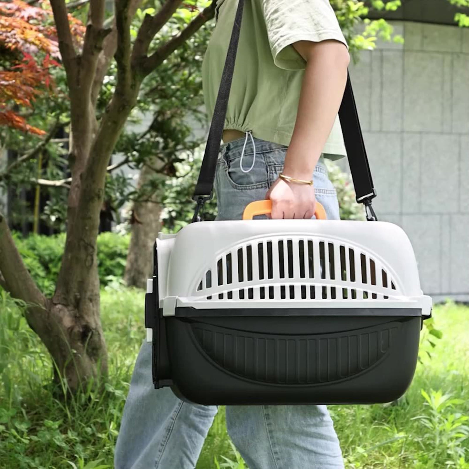 Large Pet Travel Carrier, Airline Approved Cat Dog Backpack, Scratch-Resistant Plastic with Ventilated Mesh, Comfortable Portable Pet Carrier for Car Travel Hiking, Secure Locking Doors