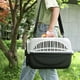 thumbnail image 5 of Bolsa de transporte para mascotas para gatos, caja de plástico portátil aprobada por aerolíneas con asa de mano, contenedor ligero para transporte de mascotas para viajes en coche, negra y gris, 5 of 6