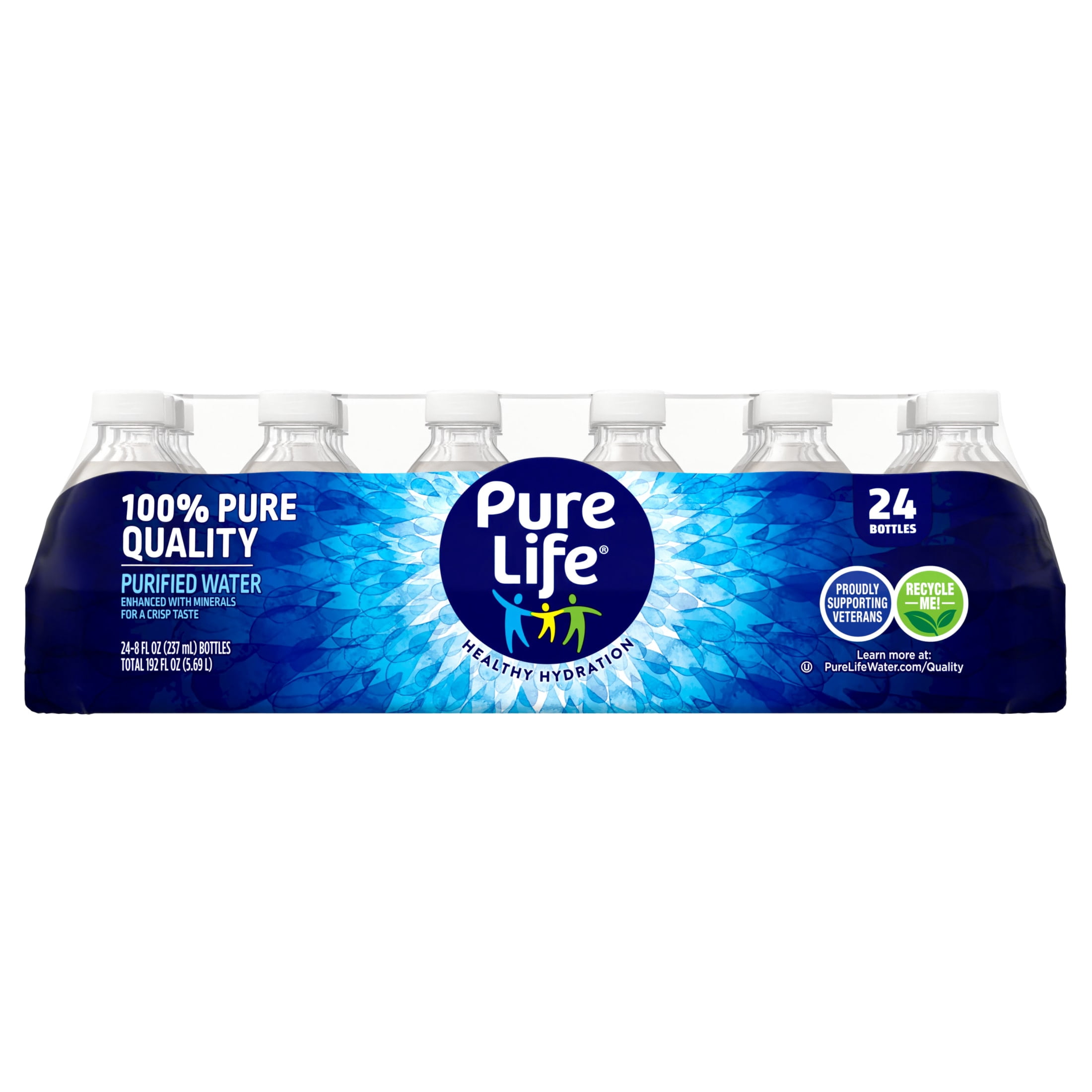 Pure Life Purified Water, 8 Fl Oz, 24-Pack Plastic Bottles