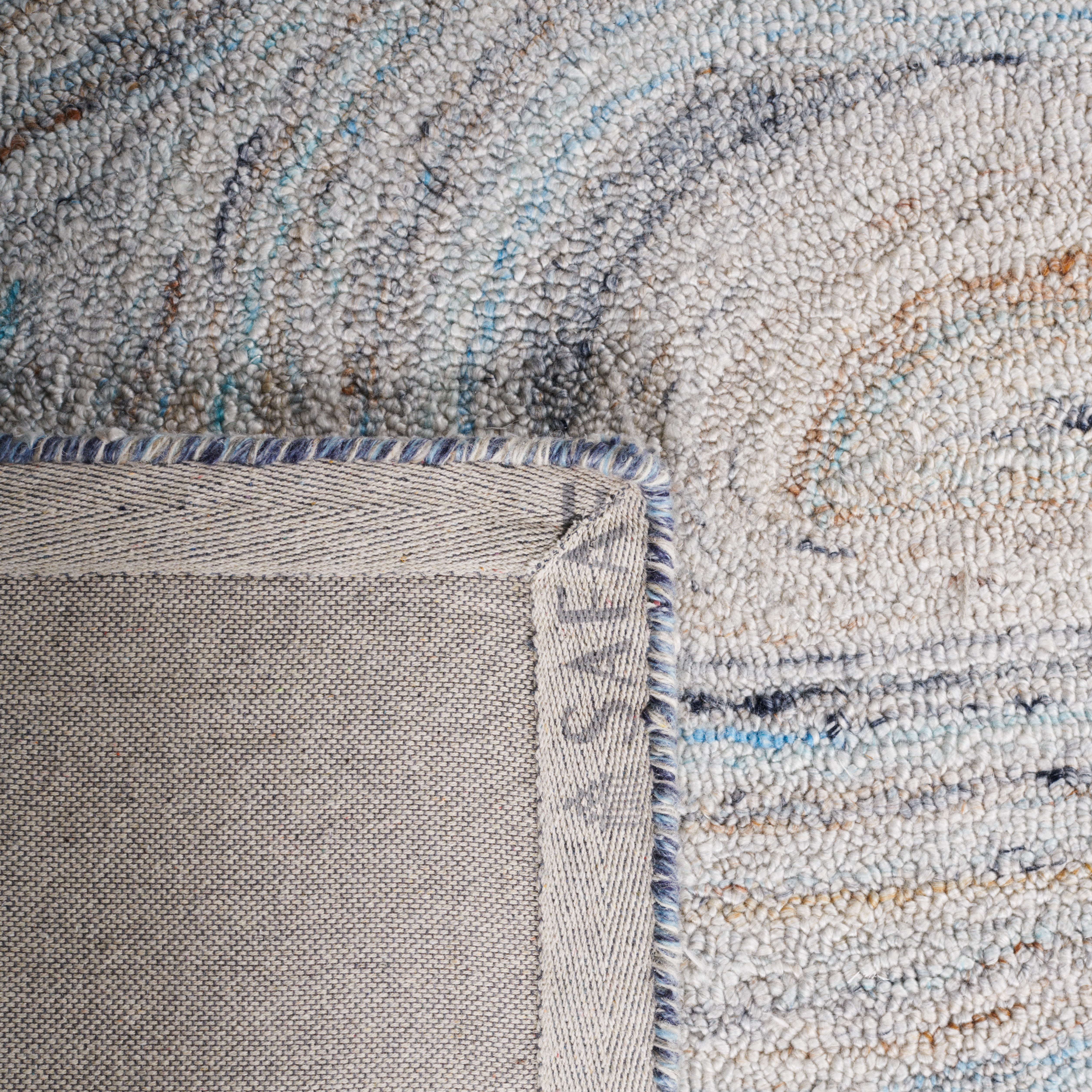 SAFAVIEH Abstract Hypatia Swirls Area Rug, Beige/Blue, 6' x 6' Round