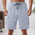 thumbnail image 2 of FUZHIQ Shorts Men Solid Color Drawstring Elastic Waist Leisure Shorts Loose Walking Summer Shorts Knee Length Cargo Pants,XXL, 2 of 8