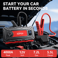 thumbnail image 3 of KOPUO Jump Starter with Compass, 4000A Battery Jumper Starter Portable, Jump Pack with LCD Display for 7.2L Gas and 5.5L Diesel engines, 3 of 9