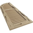 thumbnail image 6 of Ekena Millwork 18"W x 68"H (50" Low Side) Timberthane Pecky Cypress Two Equal Louver w/Quarter Round Arch Top Faux Wood Shutters (Per Pair), Primed Tan, 6 of 6
