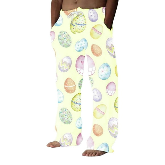 WEAIXIMIUNG Men Jogger Pants Mens Easter Long Casual Pants Fashionable and Casual 3D Printed Easter Egg Long Pants and Casual Pants