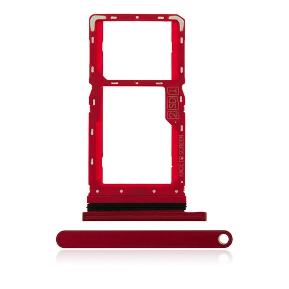Replacement Dual Sim Card Tray Compatible For Motorola Moto G8 Play (XT2015 / 2019) (Magenta red)