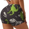 thumbnail image 2 of Kdxio Dinosaur Skeleton Print Workout Shorts for Women Seamless Soft Smooth Gym Yoga Scrunch Active Shorts, 2 of 9