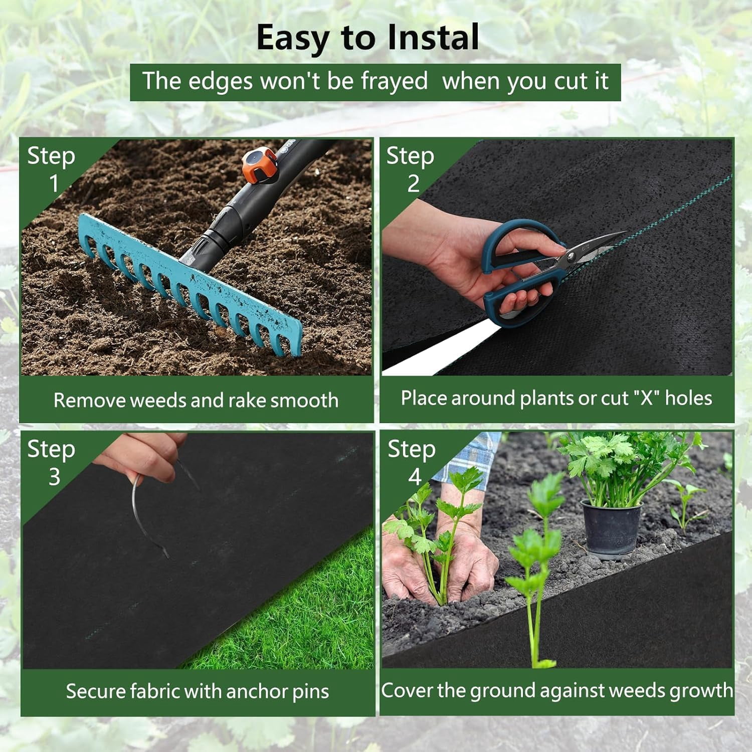 Yeshouse 5Oz Woven Landscape Fabric, 5 x 300FT, Double Layer Weed Barrier for Garden Beds & Landscaping