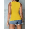 thumbnail image 6 of Women'S Summer Sleeveless Tops Ribbed Knit Notched V Neck Fitted Tank Shirts Yellow M, 6 of 9