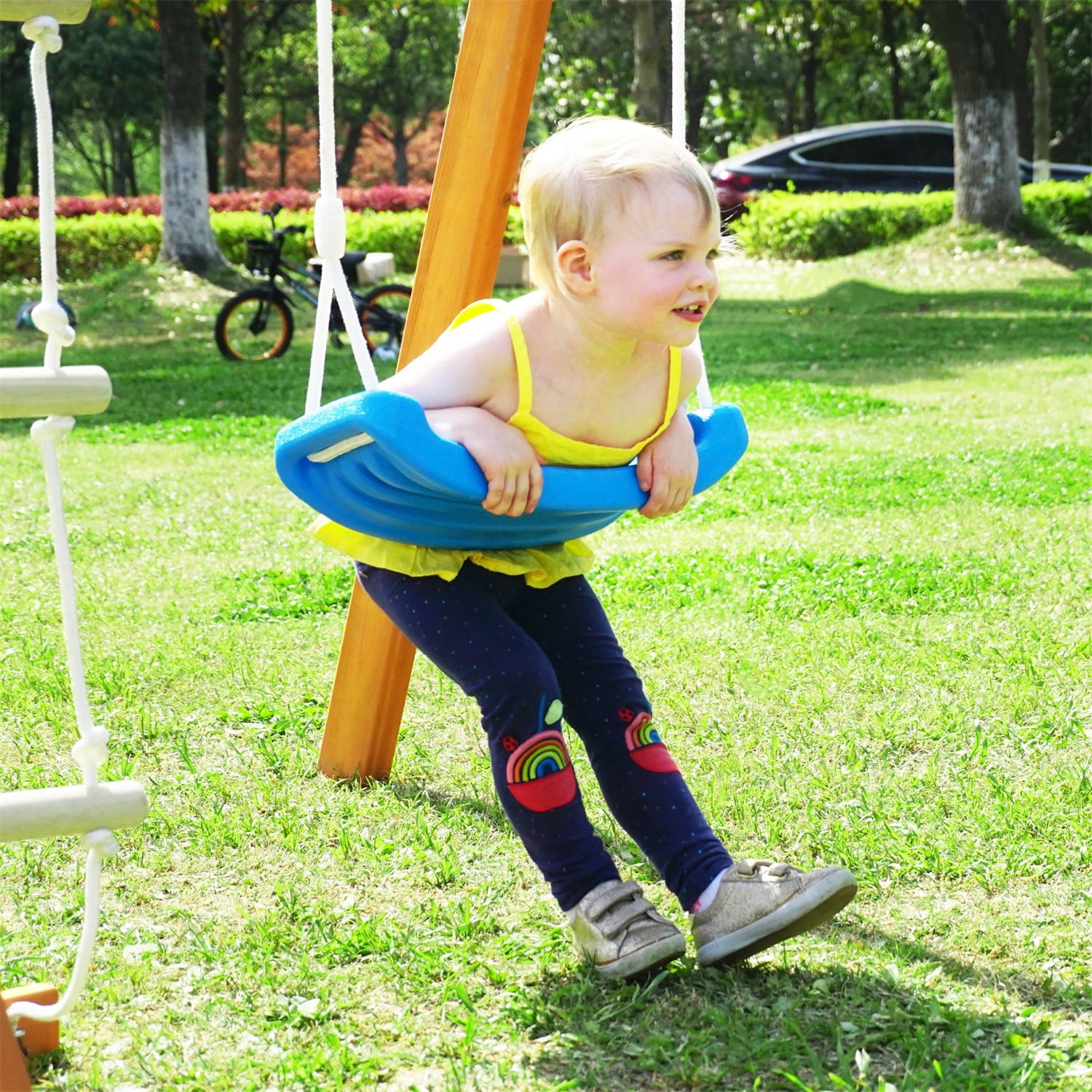 Wooden Swing Set with Slide, Outdoor Climb Swing for Kids Wooden Swing Set with Slide, Outdoor Climb Swing for Kids