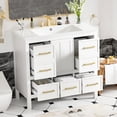 thumbnail image 5 of White Bathroom Vanity With Resin Sink - Solid Wood 5 Drawers & Pleasant Inner Ambiance 36' Storage 36'' Versatile Function Easy Install, 5 of 7