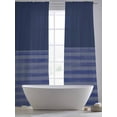 thumbnail image 5 of Blue Stripes Sheer Curtains 2 Panels Set Japanese Blue Stripes Texture Sheer Window Curtains Light Filtering Rod Pocket Voile Drapes for Bedroom Living Room 52"X96", 5 of 8
