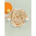 thumbnail image 4 of hirigin Baby Boys Girls Fall Romper, Casual Long Sleeve Round Neck Floral Print Bodysuit, 4 of 8