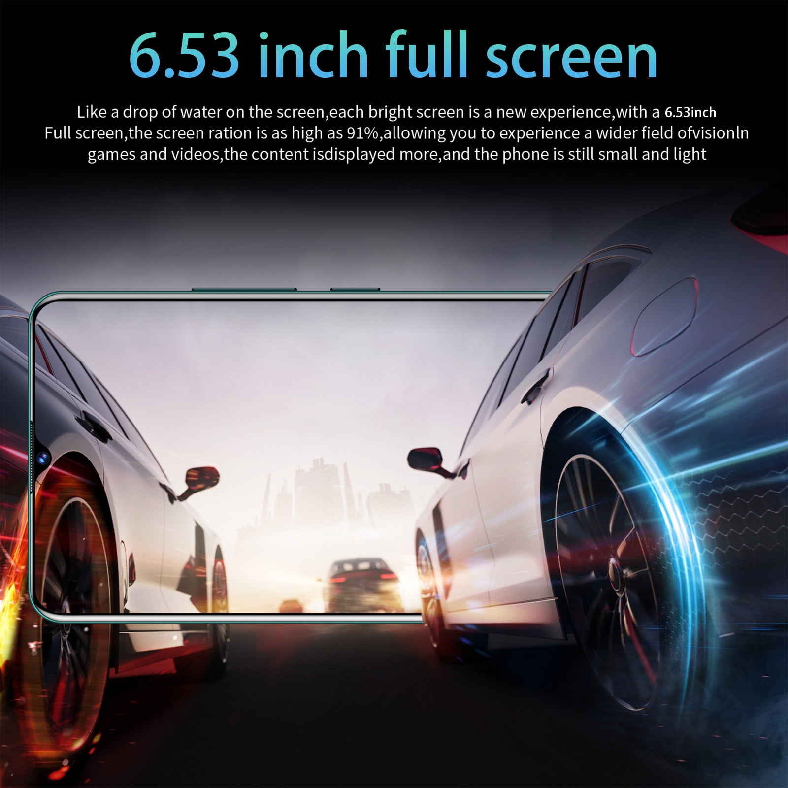 Kyusrd Smart Phone,android 10.0 System Smartphone HD Full Screen Phone, SIM Unlocked Smart Phone,3GB RAM+64GB ROM,6.53 Inch Cellphones Mobile Phones