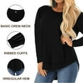 thumbnail image 3 of LANREMON Fall Cute Round Neck Plus Size Tunic Tops for Women Casual Workout Long Sleeve Oversized T Shirts Blouse Black 24 Plus, 3 of 6