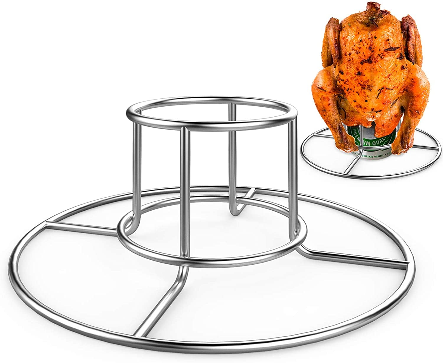 Beer Can Chicken Holder for Grill and Smoker, Premium Grade Stainless Steel Beer Chicken Stand