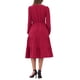 thumbnail image 3 of Vestido V de Cuello Inspire Chic para Mujer con Mangas de Linterna, Volantes, Corte A, Elegante, Casual, Midi, Color Rojo Oscuro, 3 of 6