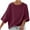 Wine, variant on Summer Linen Tops for Women 3/4 Sleeve Shirts Casual Solid Color Cotton Blouses Plain Beach Tee Shirt Lagenlook Loose Pullover Top
