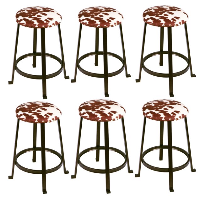 Leejay 24 inch Brown Cow Print Bar Stools for Kicthen Dining Room,Set