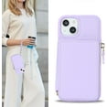 thumbnail image 4 of iPhone 14 Phone case Wallet with Zipper Card Holders for Women, iPhone 14 Case Wallet with Credit Card with Ring Kickstand Zipper Stand Case for iPhone14 - Lilac, 4 of 18