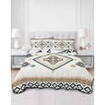 thumbnail image 3 of Beige Boho Queen Size Down Alternative Comforter, Lightweight Comforter Quilt Bedding Set with Pillow Shams Vintage Ethnic Tribe Abstract Art Retro All Seasons Bed Comforter Duvet Insert 90"x96", 3 of 7
