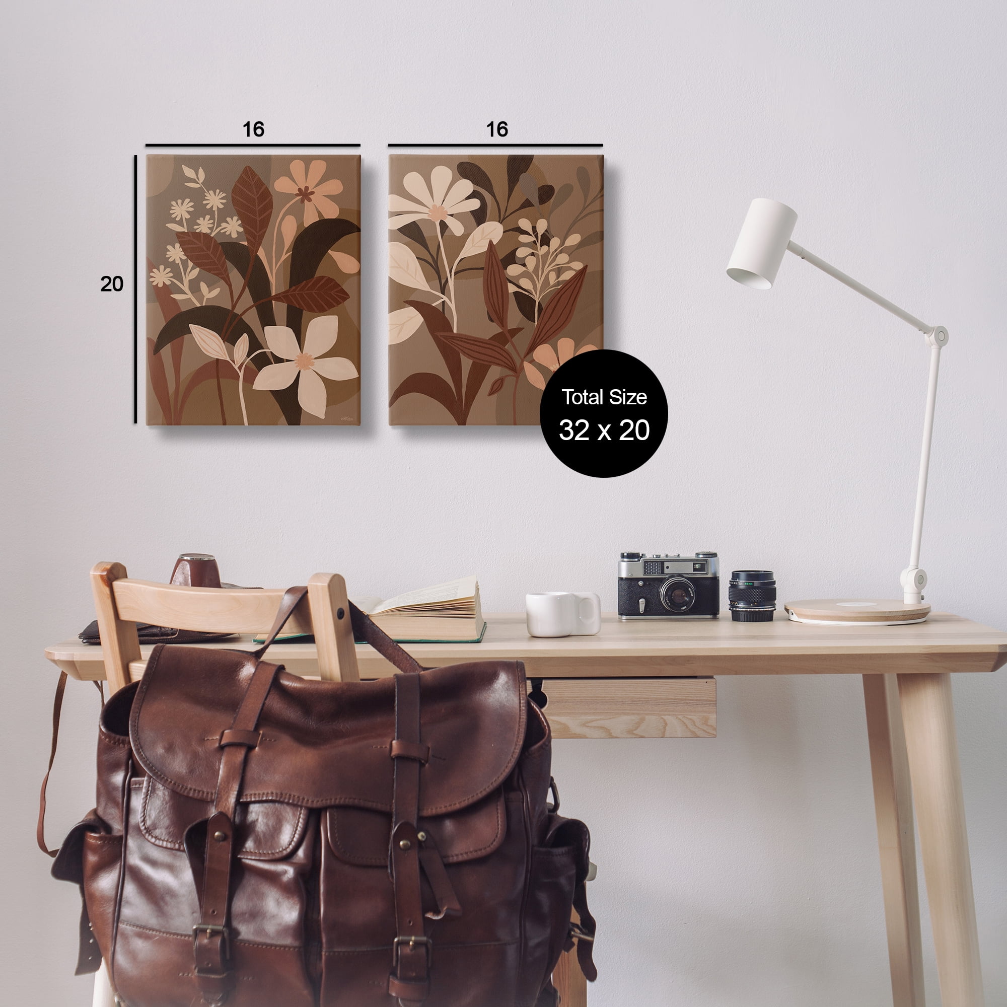 Stupell Industries Modern Boho Flower Bundle Floral & Botanical Painting Wrapped Canvas Art Print Wall Art, 16 x 20, Set of 2