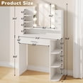 thumbnail image 6 of NEORIVER 31" W Makeup Vanity Desk with Mirror and Lights, Small Vanity Table with 8 Storage Shelves, Big Drawer and 3 Lighting Colors, Bedroom Vanity for Girls, 6 of 8